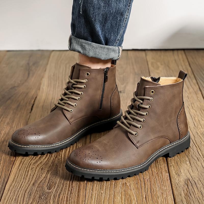 New Retro Designer Leather Men Boots Outdoor Mens Ankle Boots Winter Casual Shoes Spring Male Work Boots Classic Handmade Boots