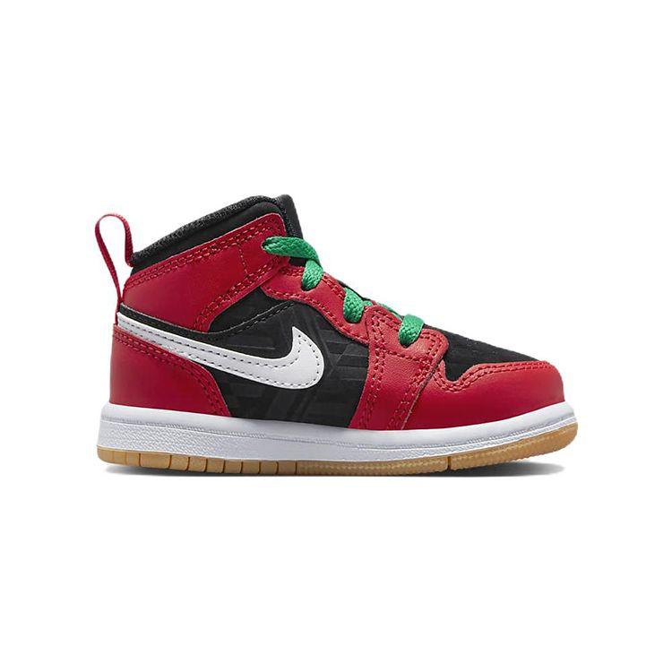 Air Jordan 1 Mid Se Td Preto Branco Malaquita Vermelho Fogo DQ8420-006