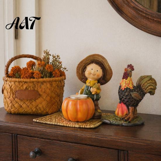 Waterproof Garden Holiday Accents Autumn Harvest Figurine Ornament, Decorative Resin Statue, Turkey/Scarecrow/Pumpkin Unique Gift for Friends Tabletop