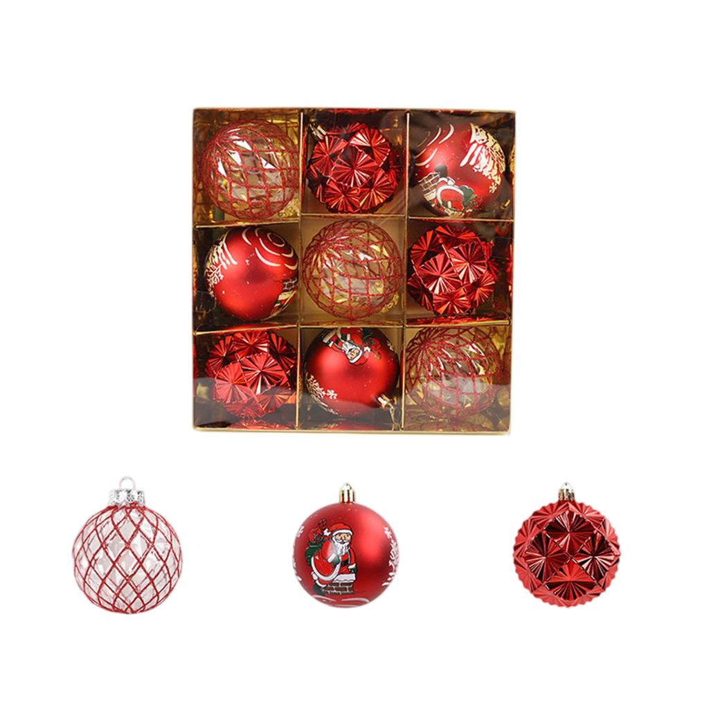 9 Pcs 8 Cm Christmas Ball Ornaments For Holiday Wedding Party Tree Decorations,gold/red/sliver/rose Sliver