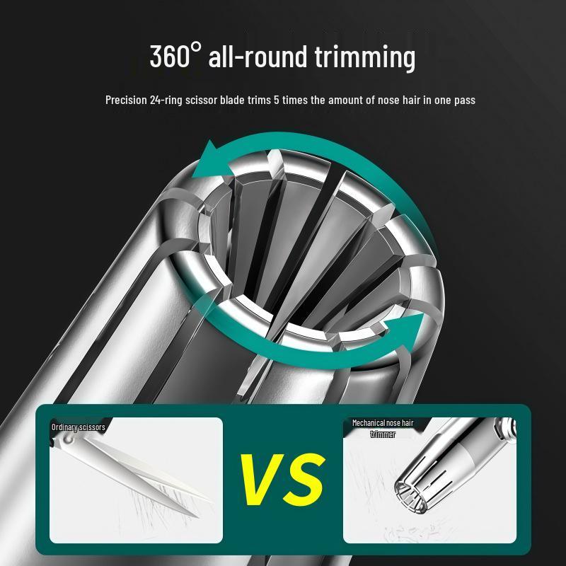 Premium Nose Hair Trimmer: Manual Trimmer for Men & Women, Shaving & Cleaning Tool for Nose and Nostrils
