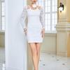 Women's Sexy Lace Bodycon Dress with Floral Hollow-Out and Detachable Accessories