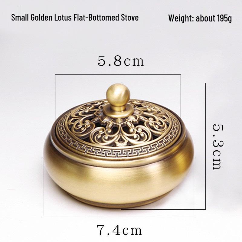 Antique-Style Brass & Bronze Three-Legged Incense Burner with Flat-Bottomed Plate for Sandalwood