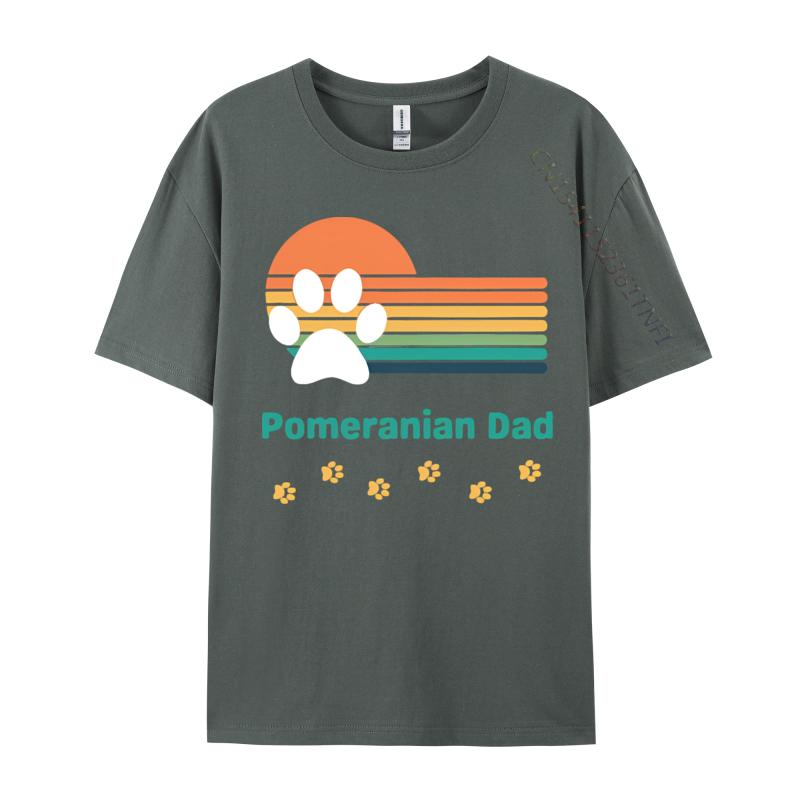 Pomeranian Dog Dad Vintage Retro Colorful Tshirt Men T Shirts Gifts Print Tshirts Casual Plus Size Tops Tee Graphic T Shirts