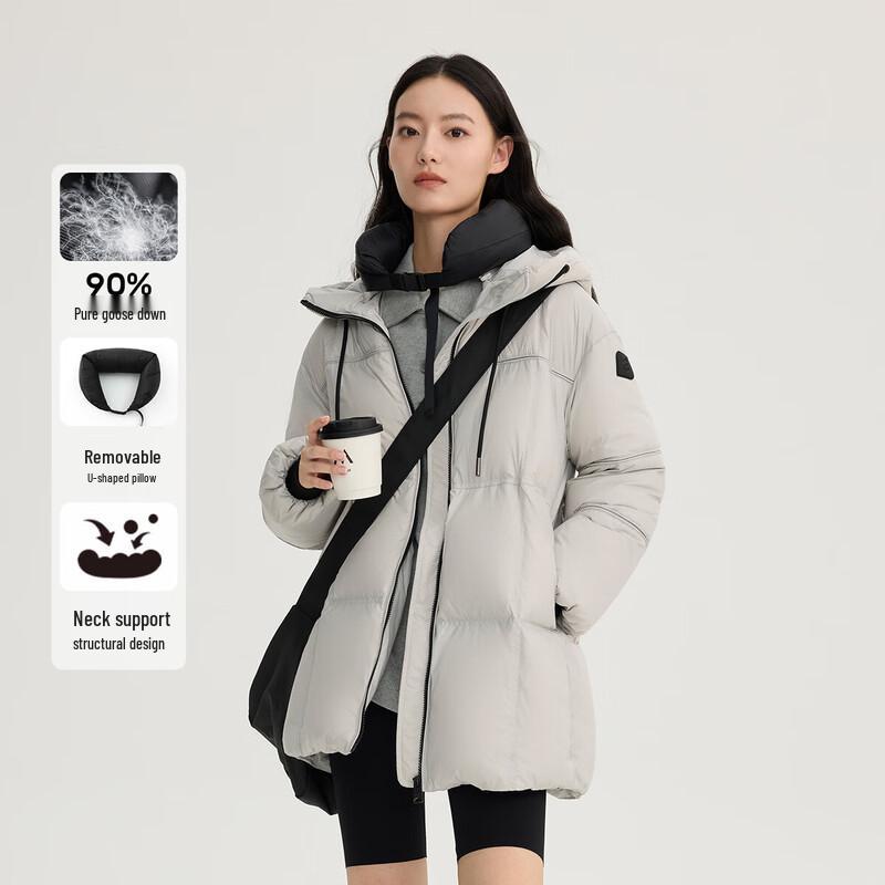 Aileiyi Women's Detachable U-Pillow Hooded Goose Down Jacket