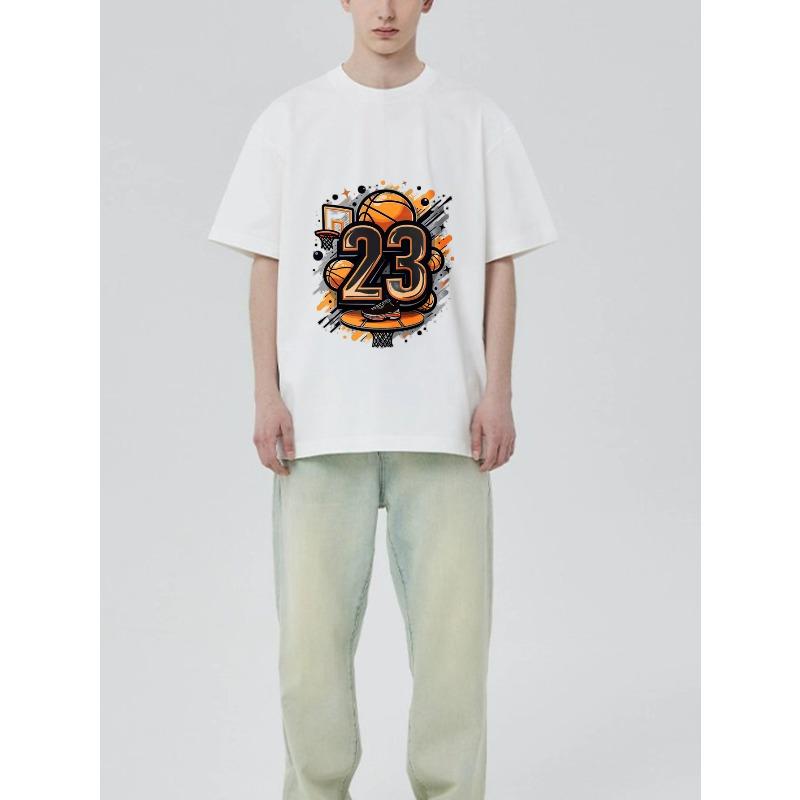 Basketball T-Shirt Black Number 23 Basketball and Hoop Graphic for Sports Fans and Casual Wear