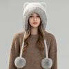 Luxury Women's Hand Knitted Adjustable Winter Beanie Mink/Fox Fur Lined Thermal Ear Protection Fashionable Functional Earmuffs