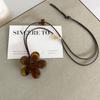 Retro Ethnic Ceramic Wood Necklace: Geometric Fruit Pendant for Women