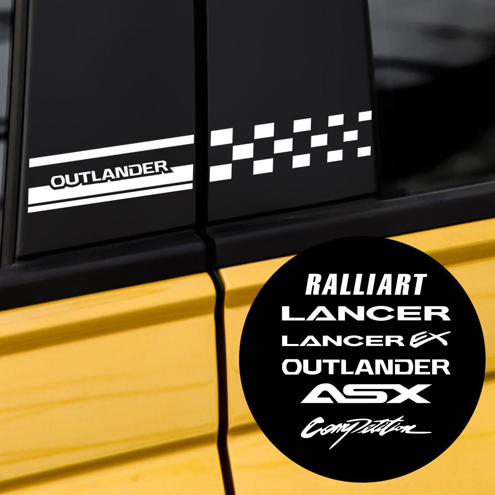 2PCS Car Styling Column Decals Window B Pillars Decorative Stickers For Mitsubishi Asx Lancer Pajero 4 Outlander L200 Ex10 Colt