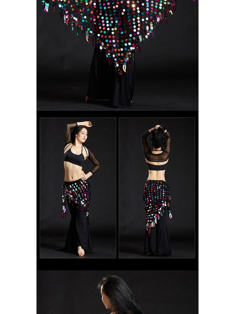 Lanț de talie sirenă eșarfă de șold cu paiete și ciucuri de chimvale