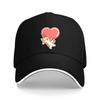 Cute Kitten Heart Cartoon Baseball Cap Polyester Adjustable Unisex Casual Sports Hat Outdoor Headwear