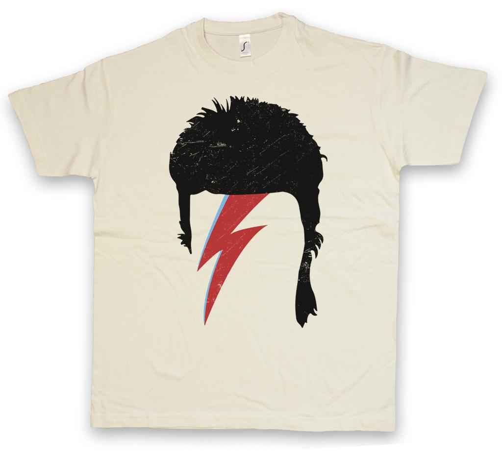 BOWIE HAARSTIJL T-shirt Heren Dames T-shirts Top – Haar Ziggy David Knip Muziek Stardust