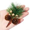 10 Pcs Artificial Pine Pick Mini Pine Needles Branches with Gold Berry Small Pinecones Stems for Holiday Crafts Christmas Tree DIY Garland Wreath