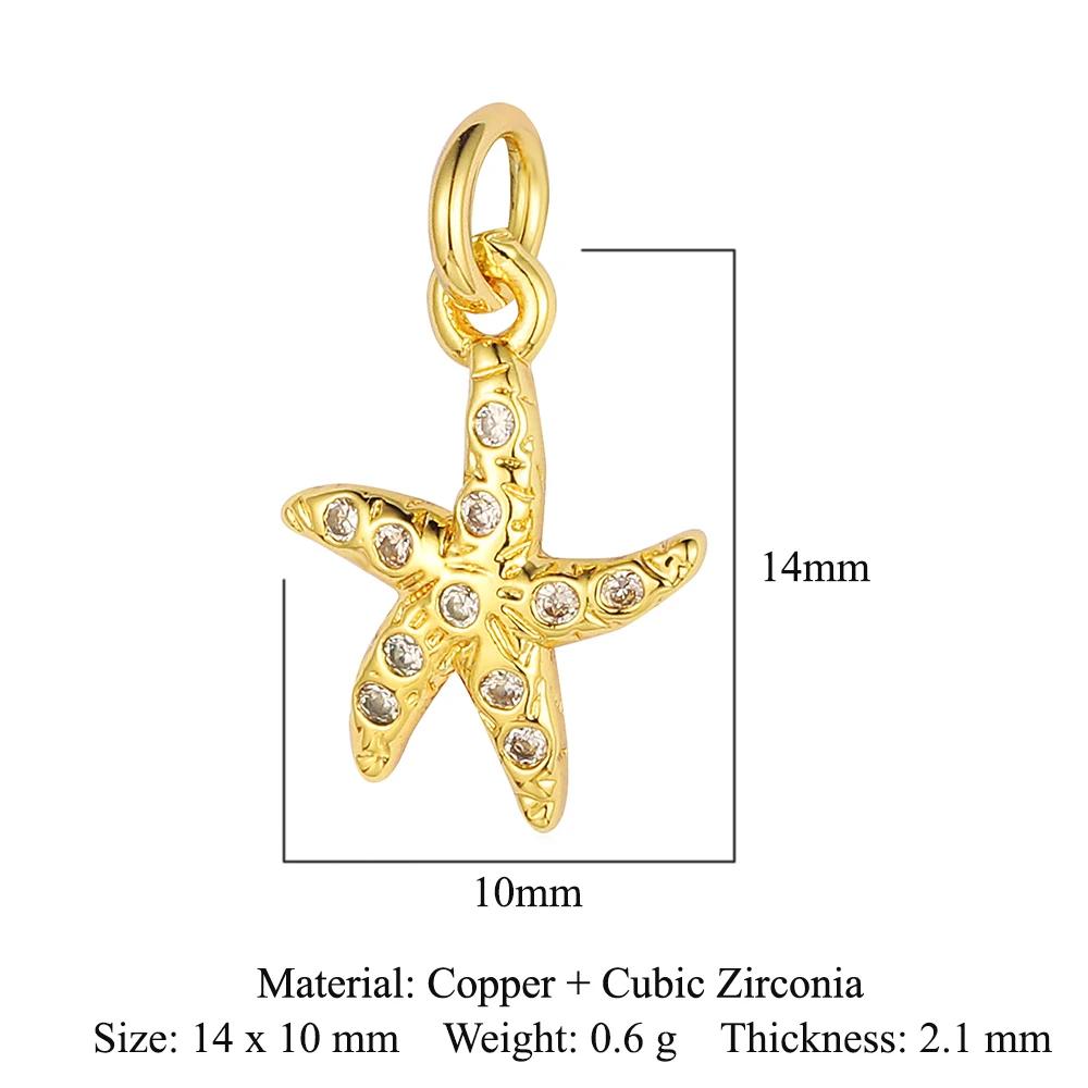 Trendy Brass Cubic Zirconia Life Tree Crown Charm Women Fish Paw Cow Pendant DIY Jewelry Bracelet Earring