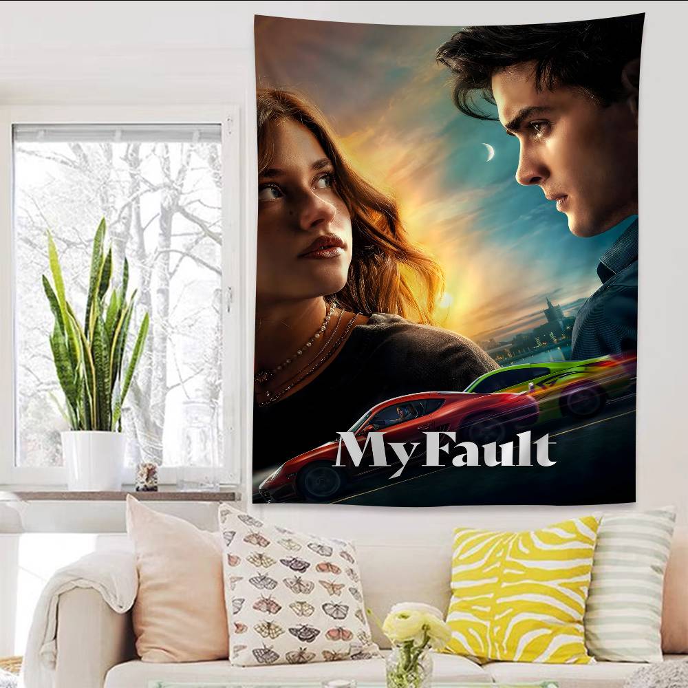 

My Fault Culpa Mia 2023 Movie Anime Tapestry Hippie Flower Wall Carpets Dorm Decor Cheap Hippie Wall Hanging 74x94cm(29x37in)