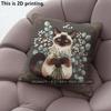 Siamese Cat Floral Throw Pillow Covers Pattern Cushion Cover Suitable For Sofa Bedroom Car Pillow Cover
