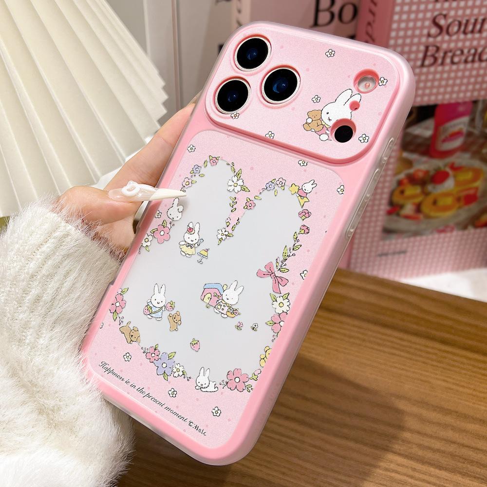 Applicable To iPhone17promax Pink Floral Miffy Rabbit 2-in-1 Mobile Phone Case Apple 16 Niche 15 Generation