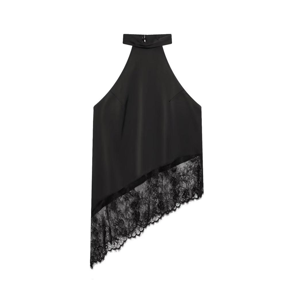 2026 Frühling Europäischer & Amerikanischer Stil Damen Spitze Patchwork Neckholder Top Weste