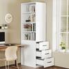 Bookshelf - MODERNLUXE - 60x38x180 Cm - 3 Drawers - Interchangeable - Adjustable Shelves - White