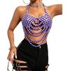 Multi Layer Halter Body Chain Top Sparkly Draped Chest Jewelry Accent for Festival Outfit, Stagewear and Evening Looks