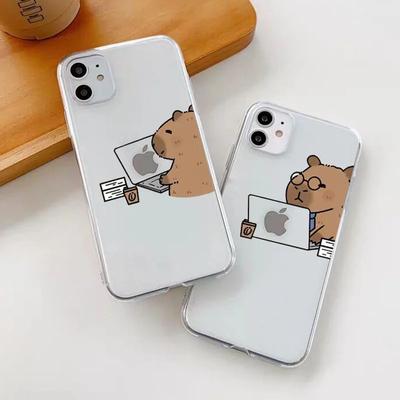 Roztomilé zábavné puzdro na telefón Capybara pre iPhone 15 16 11 12 13 14 Pro Max Mini X XR XS 7 8 Plus Transparent Couple Paired Coques