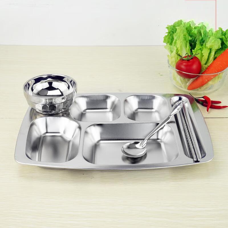 ZISIZ 304 Stainless Steel Deepened Lunch Tray with Compartments