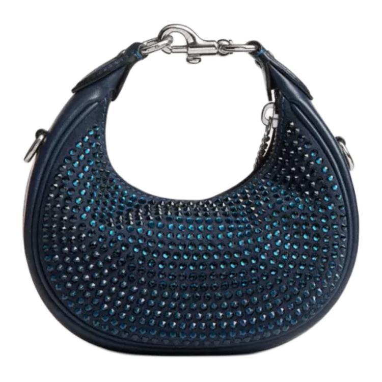 Coach Jonie 15 Borsa a Spalla Piccola Crossbody in Pelle Scamosciata con Cerniera Decorata con Cristalli Donna Deep-Navy CW574-LHLIE
