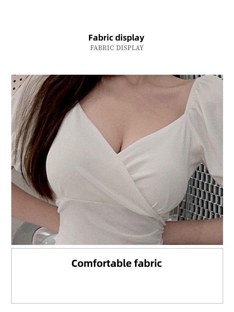 Rückenfreies Rüschenkleid für Damen im Sommer 2024 – Sexy Promi-V-Ausschnitt, kurzärmliger, enger Hüftrock