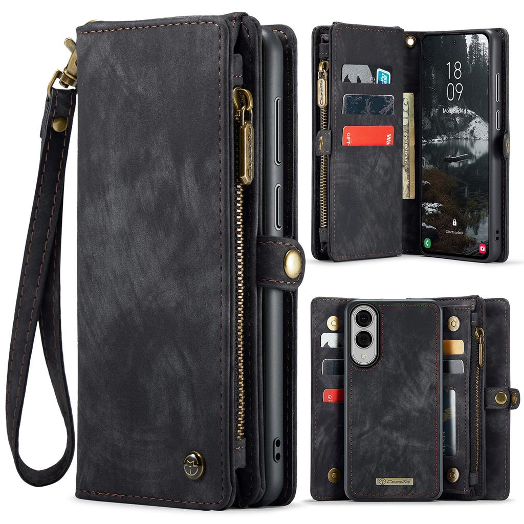 For Samsung Galaxy S25 Edge Phone Cases CASEME Leather Cover with Detachable Wallet and Strap