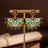 Vintage Enamel Cloud Shoulder Pattern Earrings With Chinese Style Versatile Temperament Oil Dripping Antique