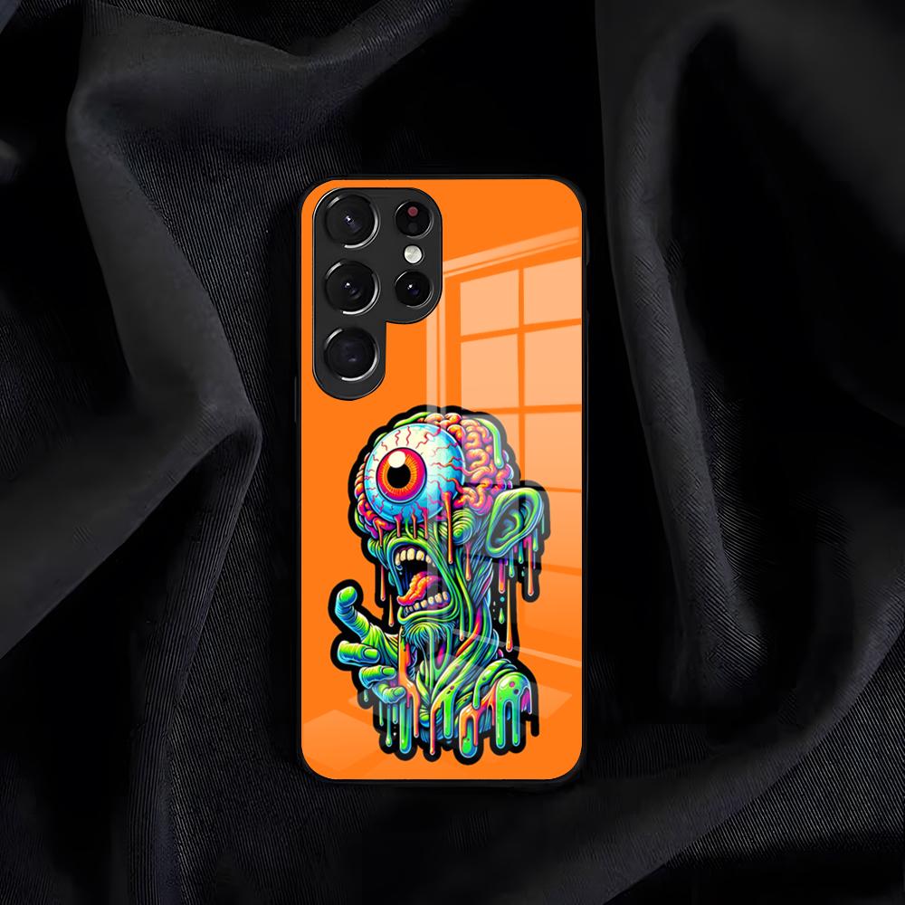 Neon Eyed Brain Alien Monster Phone Case For Samsung S26 S25 Edge S24 S23 S22 S21 S20 Ultra Plus FE Glass Cover