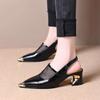 Pointed Back Empty Bag Head Sandals Women's Summer New Temperament Thick Heel Single Shoes Hollow Mesh High Heels