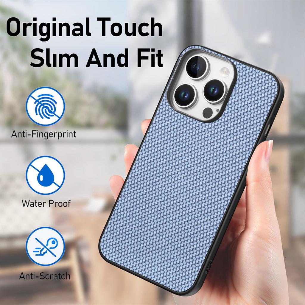 For iPhone 16 Pro Case Carbon Fiber Texture PU+PC+TPU Phone Cover
