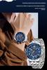 OFNS Men's Waterproof Quartz Chronograph with Silicone Strap and Steel Band, Business Calendar, and Small Second Display.