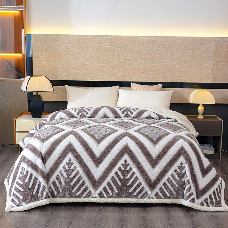Double Sided Jacquard Blanket Thickened Taff Velvet Warm Office Nap Throw Sofa Cover Washable Colorfast Dormitory Bed Blankets