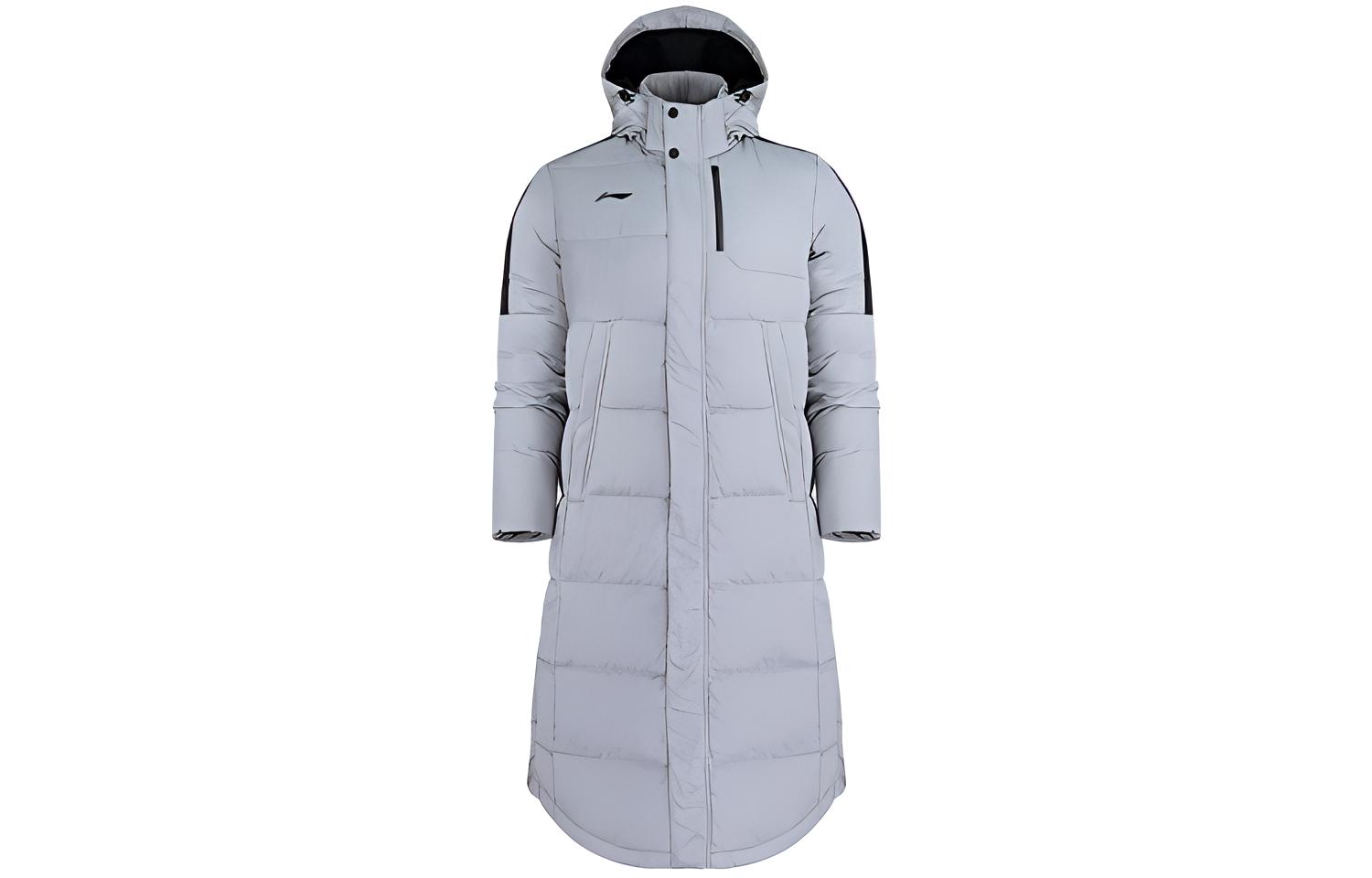 Li Ning Down Jackets Men s Snow Gray Hooded Thickened AYMN075-2 XL