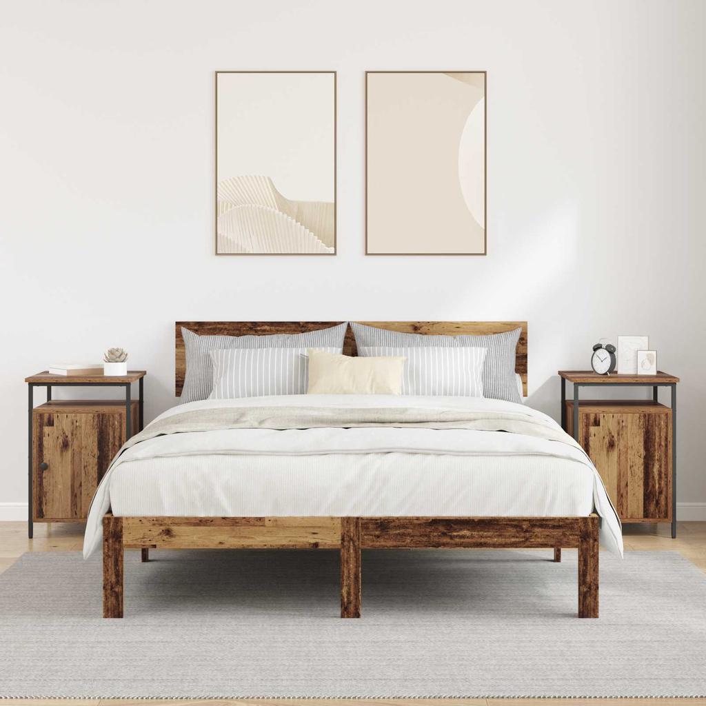 Nightstand Set of 2 Reclaimed Wood Look 40 x 42 x 60 cm Engineered Wood