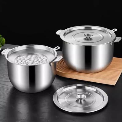 Récipient à huile en acier inoxydable avec couvercle et passoire Pot à saindoux de cuisine robuste pour la friture, le stockage de la graisse, le filtrage, résistant à la rouille, lavable au lave-vaisselle, essentiel