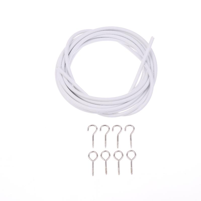 1 Sett Hvit PVC Stål Gardinskinne Tråd 2/3/5/6 Meter Gardin Fjærtau Med Kroker Øyer Veggopphengslinje