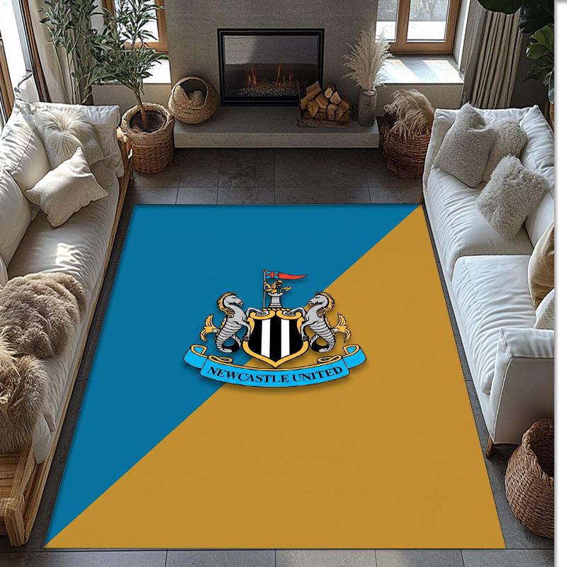 Tappeto in Velluto di Cristallo con Stampa di Calcio del Newcastle United, Comodo Assorbente d'Acqua Antiscivolo Tappeto per Pavimento Interno
