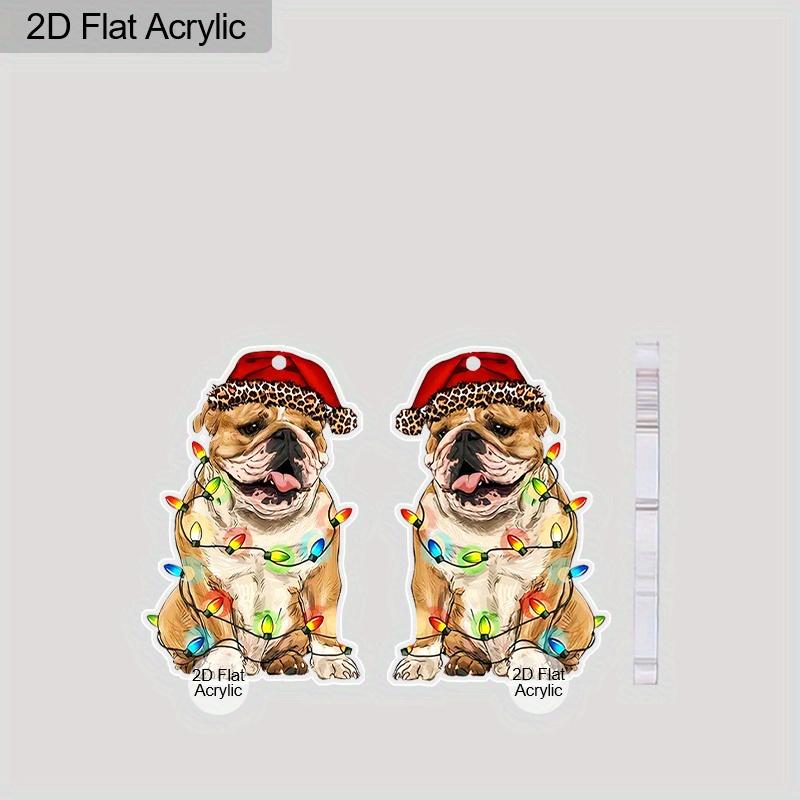 2D Flat Acrylic Cute Christmas Dog Dangle Earrings, A Festive Gift for Women, Festive Party Decoration Jewelry Gift.