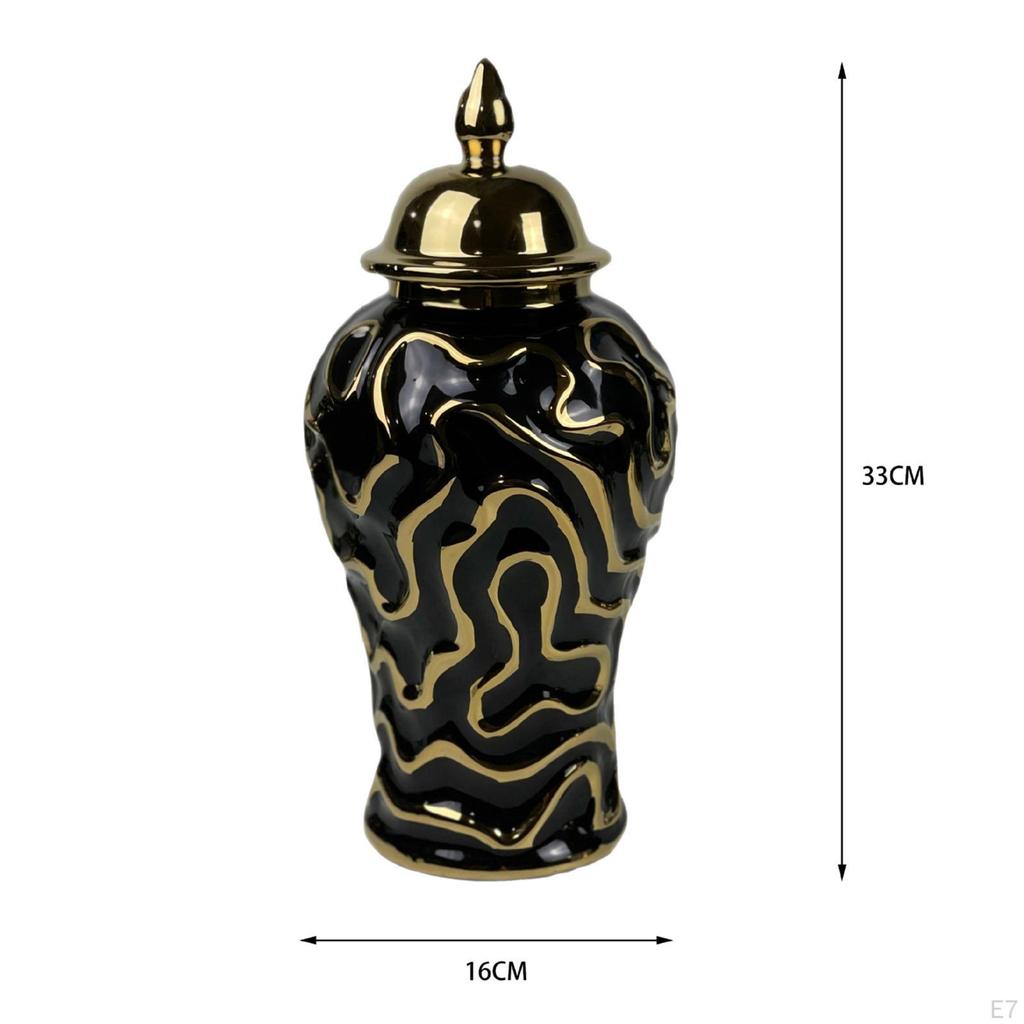 Ceramic Flower Vase Porcelain Ginger Jar with Lid Storage Tank for Floral Arrangement,