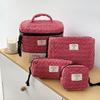 2025 Women's Red Heart Quilted Makeup Bag - Large, Portable Travel Cosmetic & Toiletry Organizer