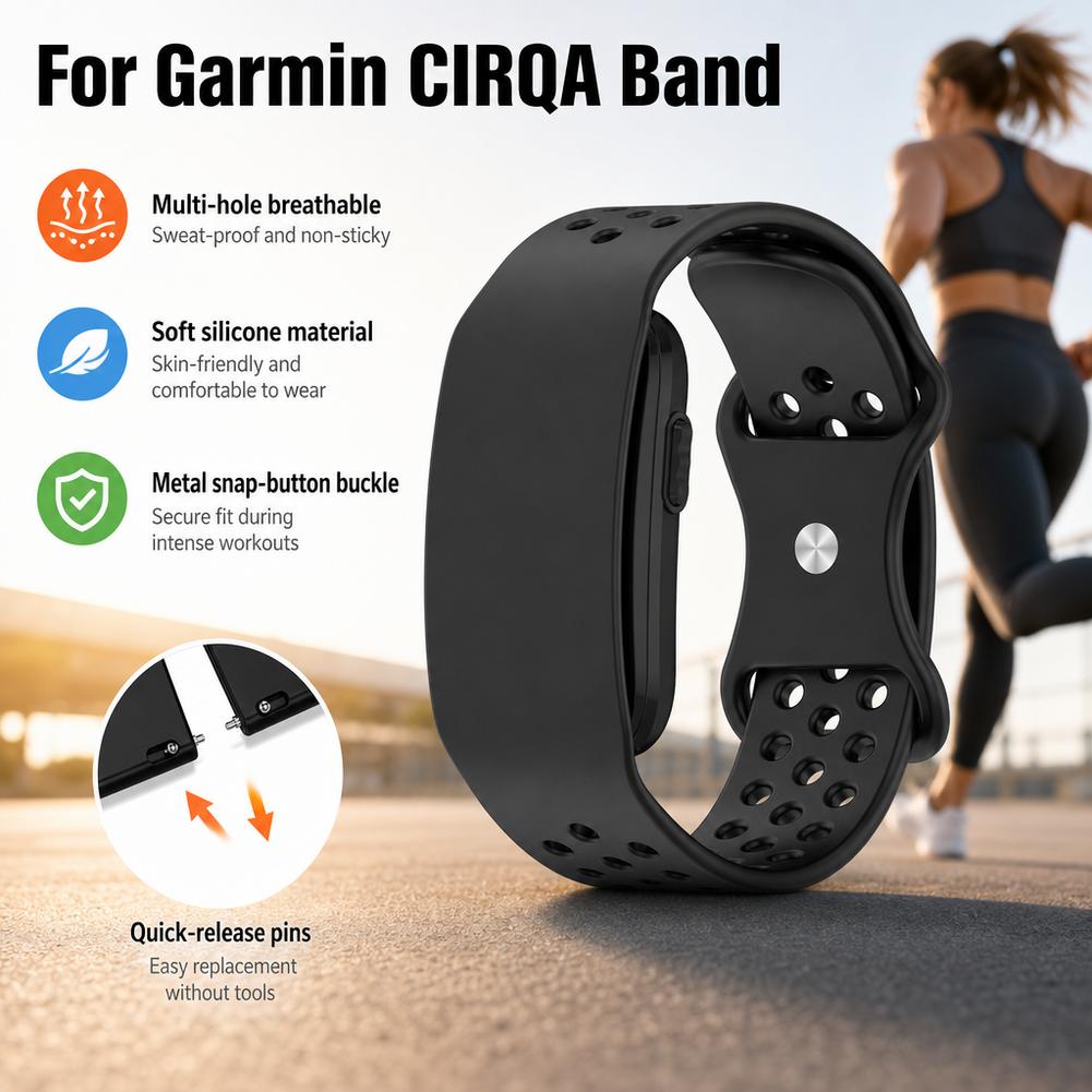 For Garmin Cirqa Smart Band Sports Wristband Breathable Silicone Strap Replacement Wristband