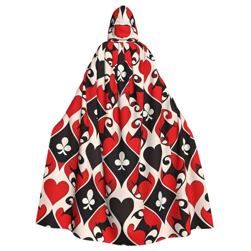 Poker Red Black Alice In Wonderland Hooded Cloak Unisex Hood Cloak Cosplay Medieval Costume Witch Wicca Elf Purim Carnival Party