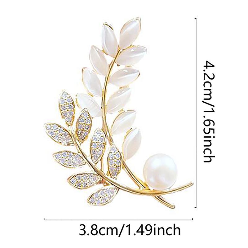 Shiny Opal Pearl Wheat Ear Brooch Suit Coat Anti-Light Corsage Accessories Light Luxury Badges Pin Buckle Delicate Jewelry