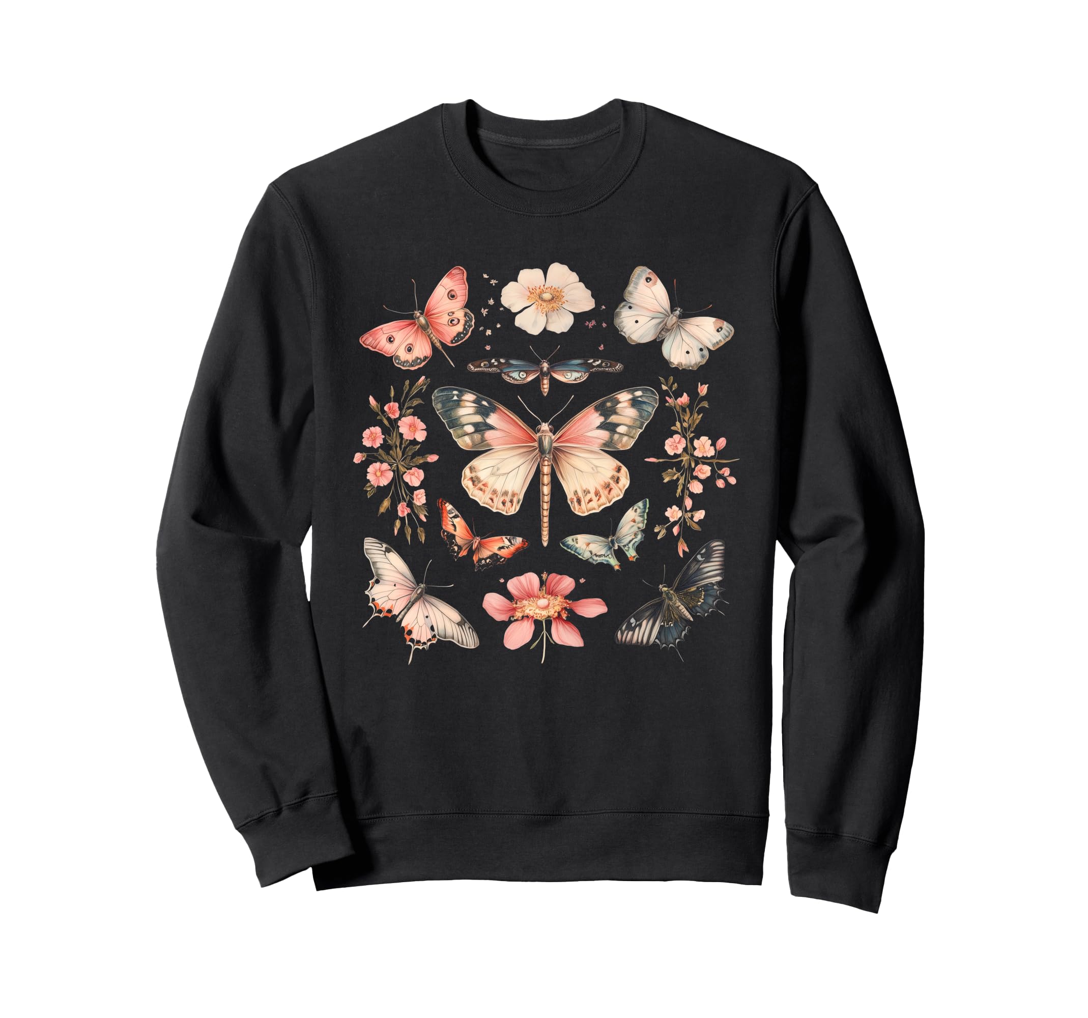 

Butterfly Set Graphic Boho Cottage Core Monarch Sweatshirt чёрный