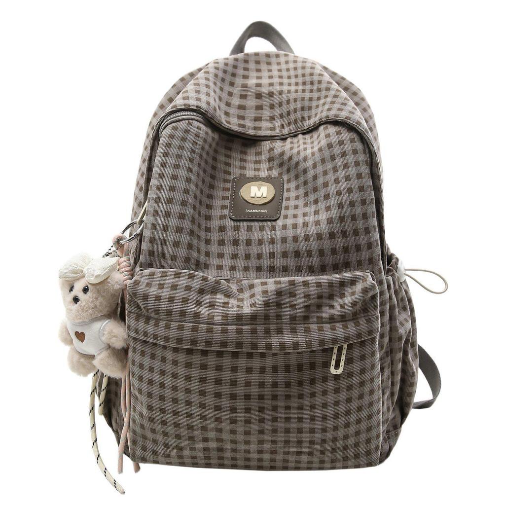 Vintage Plaid Women's Backpack - Lightweight, Versatile, Large-Capacity Bookbag for Commutes and Short Trips