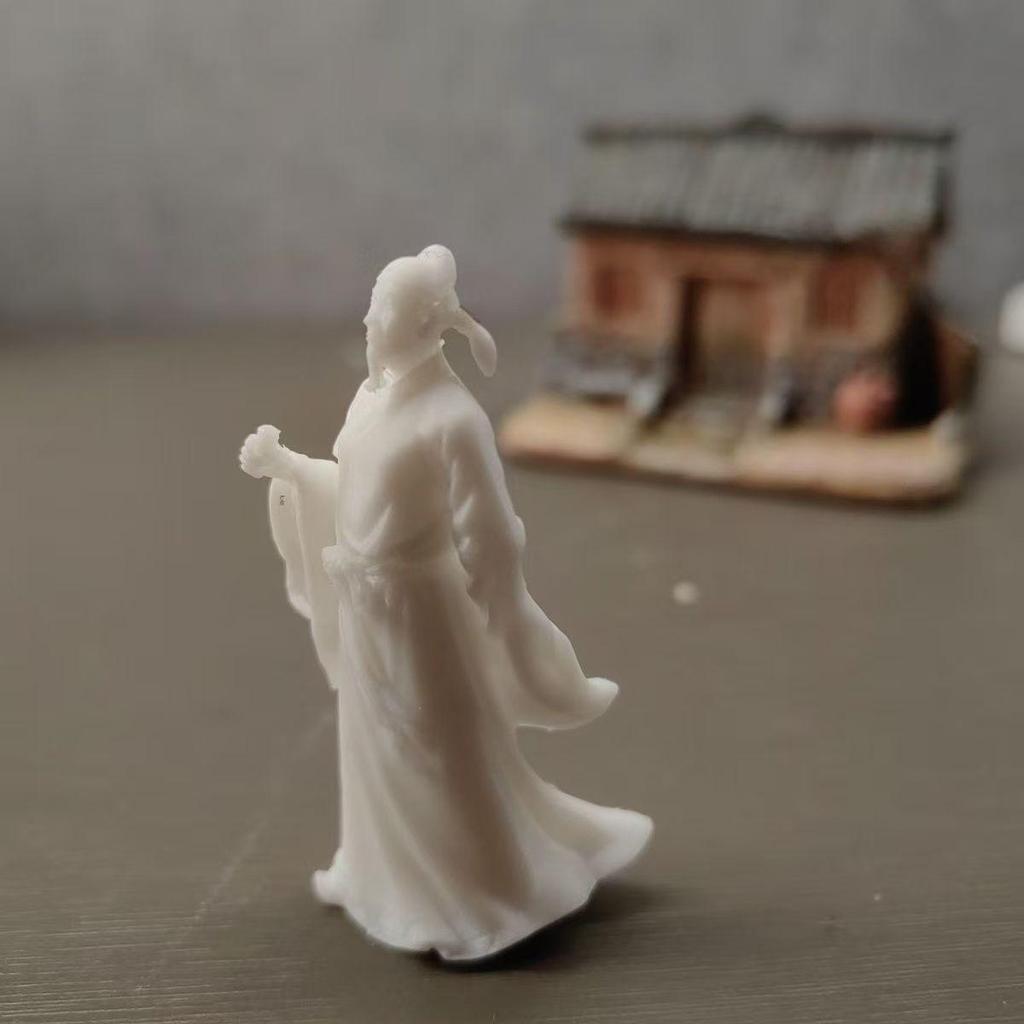 Free Shipping: Li Bai and Du Fu Playing Flute Resin Miniature - Chinese Style Landscape Ornament