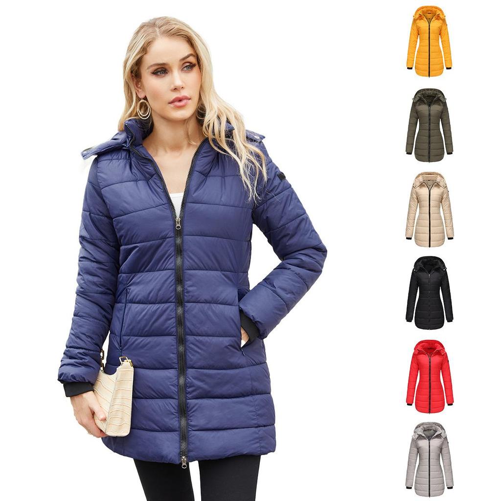 Cappotti invernali da donna Parka spessi Giacche di cotone nere Parka lunghi Cappotti caldi con cappuccio Maxi soprabiti